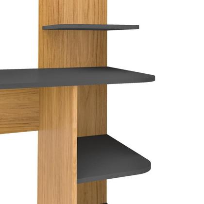 Imagem de Escrivaninha P/ Notebook Carvalho C/ Grafite C/ 3 Prateleiras