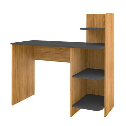 Imagem de Escrivaninha P/ Notebook Carvalho C/ Grafite C/ 3 Prateleiras