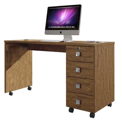 Imagem de Escrivaninha Para Computador Office Com 4 Gavetas Dubai Amêndoa - Lukaliam Moveis