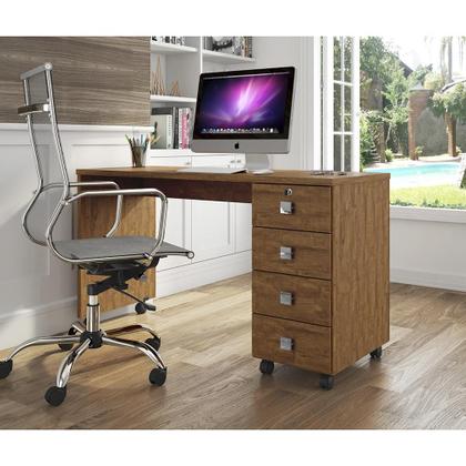 Imagem de Escrivaninha Para Computador Office Com 4 Gavetas Dubai Amêndoa - Lukaliam Moveis