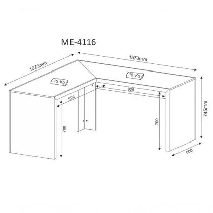 Imagem de Escrivaninha Para Escritorio Angular Me4116 Nogal Nogal