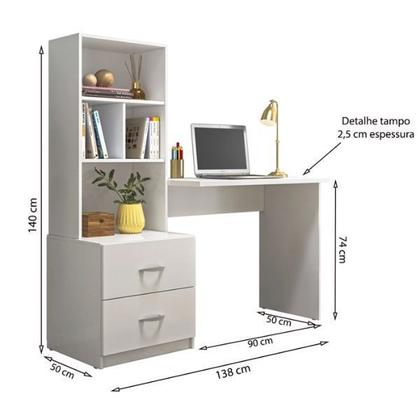 Imagem de Escrivaninha Para Escritório Com Armário Cristal Branco
