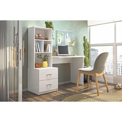 Imagem de Escrivaninha Para Escritório Com Armário Cristal Branco