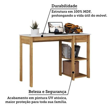 Imagem de Escrivaninha para Escritório Mesa de Estudos 1 Gaveta 100% Mdf Hugo Espresso Móveis