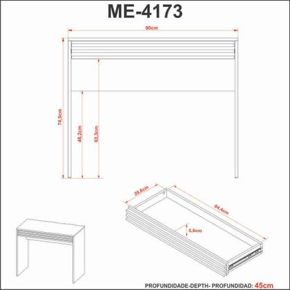 Imagem de Escrivaninha para Notebook com acabamento Ripado e Gaveta 90cm ME4173 Tecno Mobili