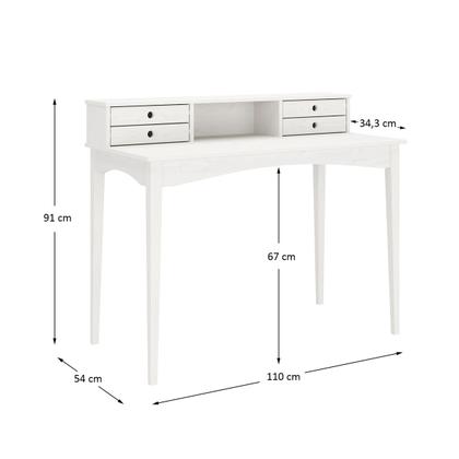 Imagem de Escrivaninha para Quarto Retro Madeira 4 Gavetas Milano Branco