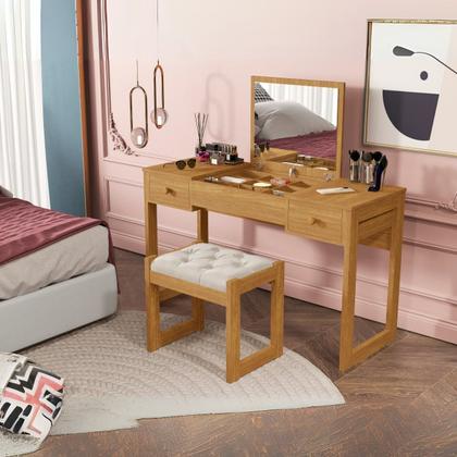 Imagem de Escrivaninha penteadeira com espelho e banqueta Luanda Fenix