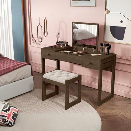 Imagem de Escrivaninha penteadeira com espelho e banqueta Luanda Fenix