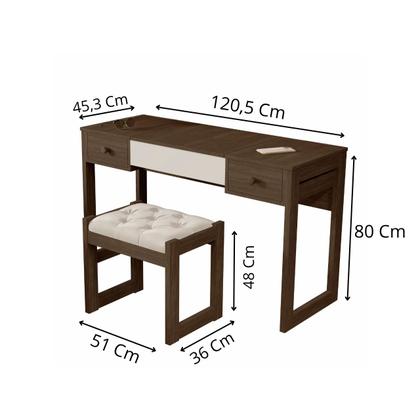 Imagem de Escrivaninha penteadeira com espelho e banqueta Luanda Fenix