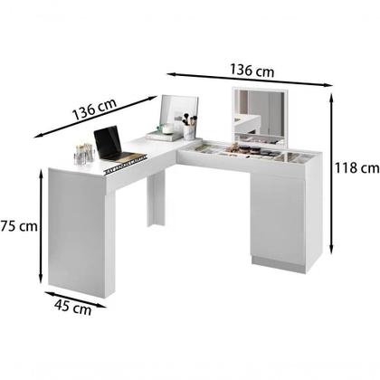 Imagem de Escrivaninha Penteadeira De Canto 3003023 Branco Mbl Branco