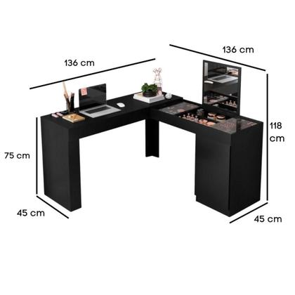 Imagem de Escrivaninha Penteadeira de Canto Com Espelho 1 Porta Sofia