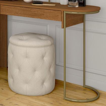 Imagem de Escrivaninha Penteadeira Em L Com Espelho Mavi Dourado/freijó - M.a