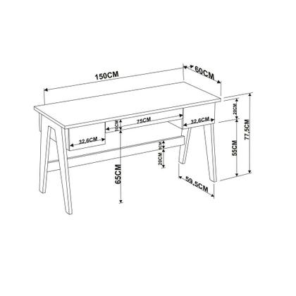 Imagem de Escrivaninha Pés Palito Retrô 1,50m com 3 gavetas Style Móvel na Caixa