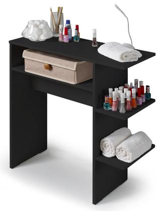 Imagem de Escrivaninha Preta Mesa de Computador Madeira C/ Prateleira