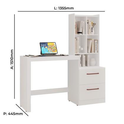 Imagem de Escrivaninha Silvana 100% MDF Tuboarte 2 Gavetas 5 Nichos (Estilo Colméia)