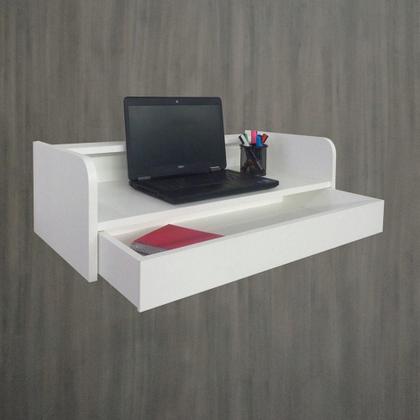 Imagem de Escrivaninha Suspensa Bancada Com Gaveta Mesa Notebook Branco