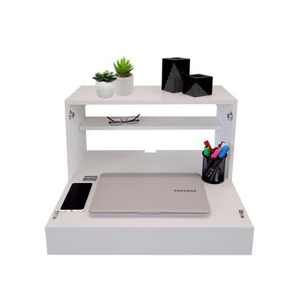 Imagem de Escrivaninha Suspensa Bancada Compacta Com Gaveta Mesa Para Notebook Branco Laca