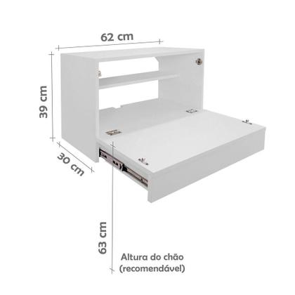 Imagem de Escrivaninha Suspensa Bancada Compacta Com Gaveta Mesa Para Notebook Branco Laca