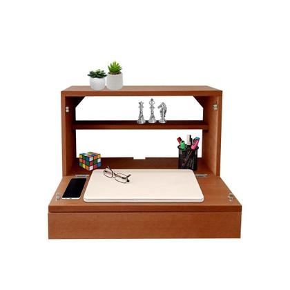 Imagem de Escrivaninha Suspensa Bancada Compacta Com Gaveta Mesa Para Notebook Madeira Natural Curupixa