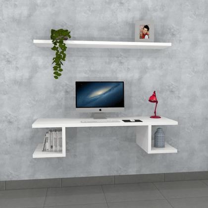 Imagem de Escrivaninha Suspensa Grande MDF Prateleira Grande Sala 90