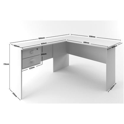 Imagem de Escrivaninha Taurus em L Branco J&A Móveis Escritório