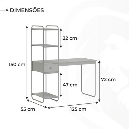 Imagem de Escrivaninha Trabalho Home Office Com Prateleira Porta Objetos Gaveta Espaço CPU Multifuncional
