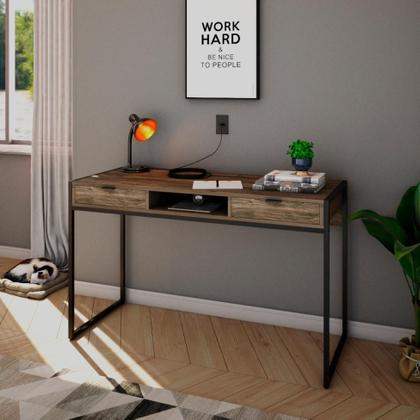 Imagem de Escrivaninha Wooden 2 GV Carvalho Dark e Preta