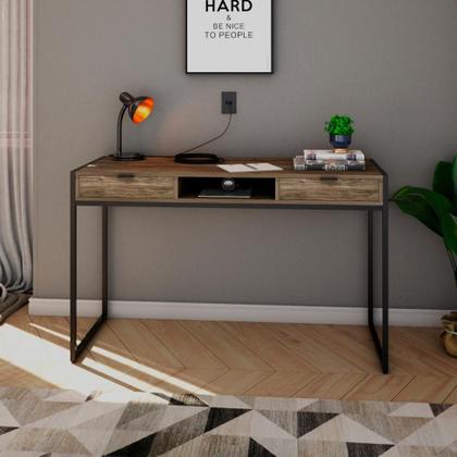 Imagem de Escrivaninha Wooden 2 GV Carvalho Dark e Preta