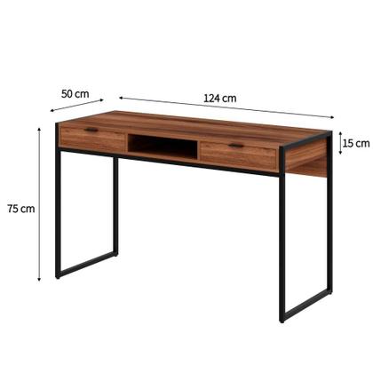 Escrivaninha Wooden 2 GV Nogal e Preta - Mobly Imagem de Escrivaninha Wooden 2 GV Nogal e Preta