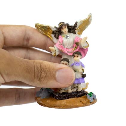 Imagem de Escultura Anjo da Guarda 8,5 cm Rosa em Resina