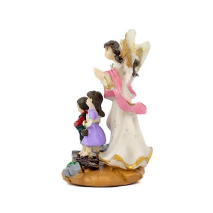 Imagem de Escultura Anjo da Guarda 8,5 cm Rosa em Resina