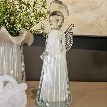 Imagem de Escultura Anjo Decorativo Murano Branco 27X10X11Cm