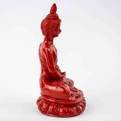 Imagem de Escultura Buda Meditando 13 cm Vermelho em Resina