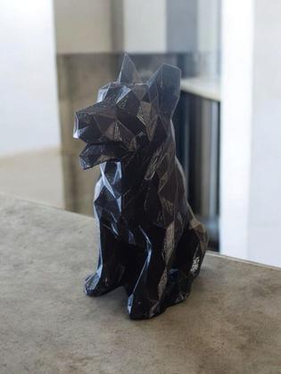 Imagem de Escultura Cachorro Geométrico 3d Moderno 13cm