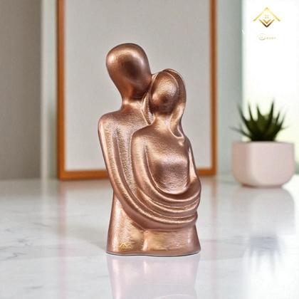 Imagem de Escultura Casal Moderno 20 cm Rosê Gold AVB DECOR