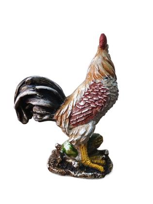 Imagem de Escultura de Galo em Resina Decorativa - Peça Artesanal Colorida