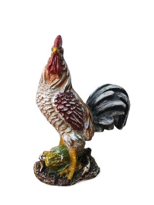 Imagem de Escultura de Galo em Resina Decorativa - Peça Artesanal Colorida