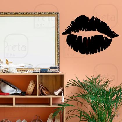 Imagem de Escultura de Parede Decorativo Makeup Boca Mdf 6mm 40x36cm