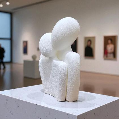 Imagem de Escultura Decorativa Casal de Namorados Decoração Moderna e Minimalista - Branco