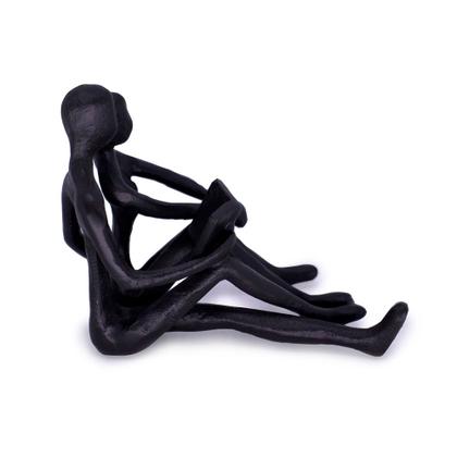 Imagem de Escultura Decorativa Casal Sentado Em Metal Preto 12 cm F04 - D'Rossi