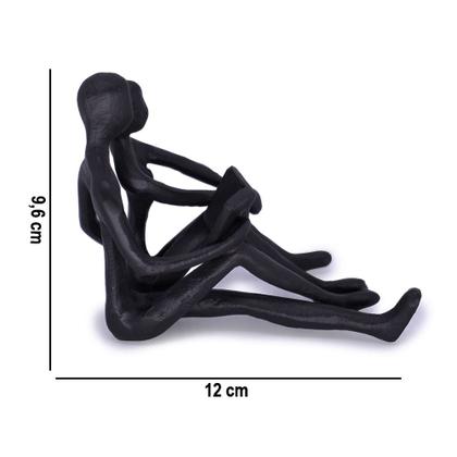 Imagem de Escultura Decorativa Casal Sentado Em Metal Preto 12 cm F04 - D'Rossi