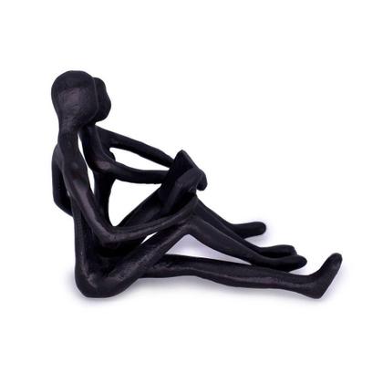 Imagem de Escultura Decorativa Casal Sentado Em Metal Preto 12 Cm F04 - D'rossi