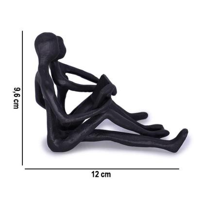 Imagem de Escultura Decorativa Casal Sentado Em Metal Preto 12 Cm F04 - D'rossi