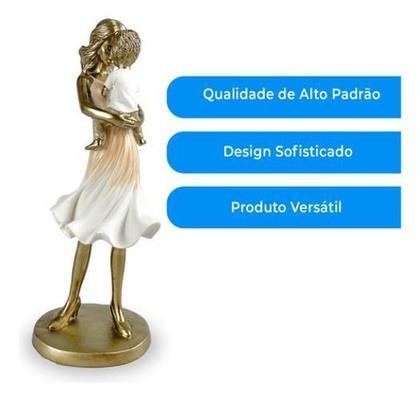 Imagem de Escultura Decorativa Mãe Com Filho Resina 22,7Cm Altura