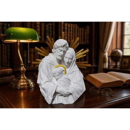 Imagem de Escultura Decorativa Sagrada Família 3D em Branco Fosco para Oratório e Altar