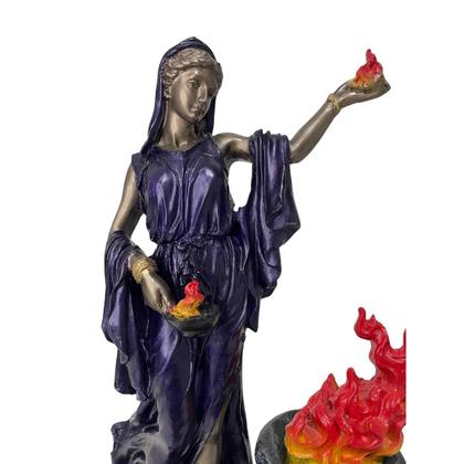 Imagem de Escultura Deusa Héstia 27cm Resina Roxa Dourado Envelhecido