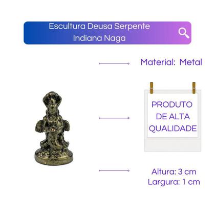 Imagem de Escultura Deusa Serpente Indiana Naga 3 cm em Metal