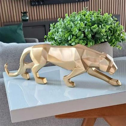 Imagem de Escultura em poliresina Leopardo dourado Mart 45x13