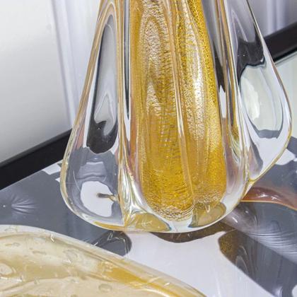 Imagem de Escultura em vidro murano Santa Nossa Senhora transparente com dourado 15,5x9