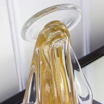 Imagem de Escultura em vidro murano Santa Nossa Senhora transparente com dourado 15,5x9